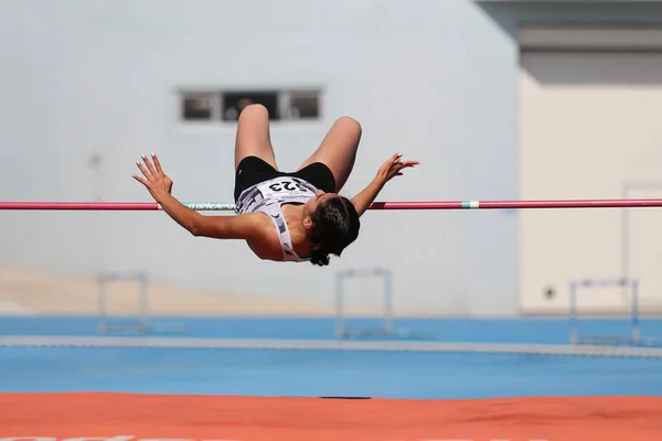 Istanbul Turquia Agosto 2020 Atleta Indefinido Salto Altura Durante Federação — Fotografia de Stock