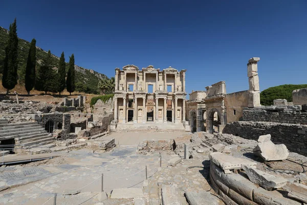 Efes Antik Kenti Ndeki Celsus Kütüphanesi Selcuk Kasabası Zmir Kenti — Stok fotoğraf