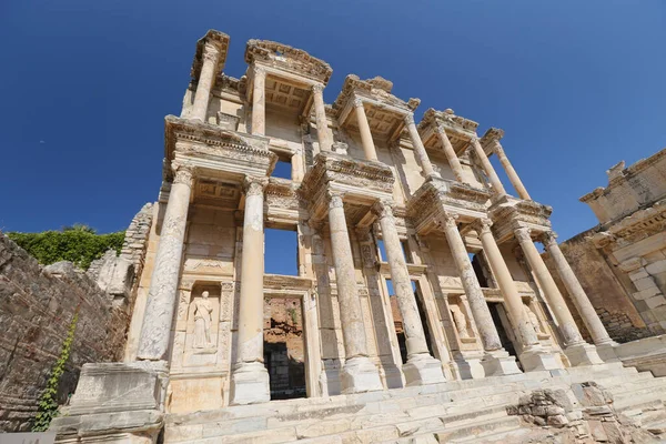 Celsus Bibliotek Efesos Antika Stad Selcuk Town Izmir City Turkiet — Stockfoto
