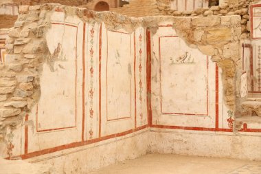 Wall drawings in Terrace Houses in Ephesus Ancient City, Izmir City, Turkey clipart
