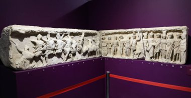Frieze of the Temple of Hadrian in Ephesus Museum, Selcuk Town, Izmir City, Turkey clipart