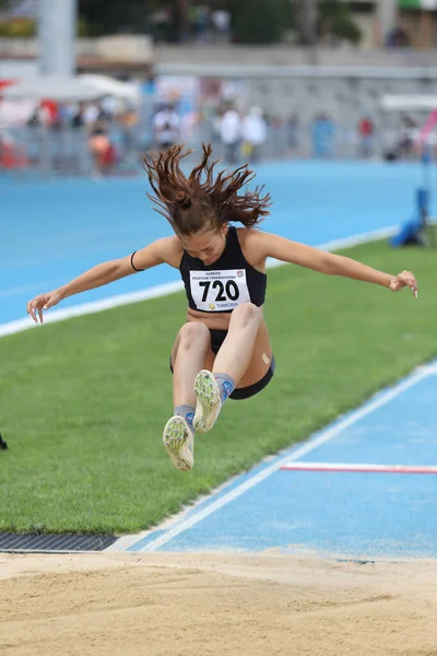 Istanbul Turquía Septiembre 2020 Atleta Indefinido Saltando Durante Campeonato Turco — Foto de Stock