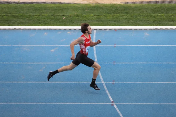 Istanbul Turkey September 2020 Undefined Athlete Running Balkan U20 Athletics — Stock Photo, Image