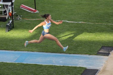 İSTANBUL, TURKEY - 12 Eylül 2020: Balkan U20 Atletizm Şampiyonası sırasında tanımlanamayan atlet