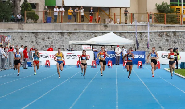 Istanbul Turquía Septiembre 2020 Atletas Corriendo 100 Metros Durante Campeonato —  Fotos de Stock