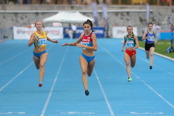 Istanbul Turkey Wrzesień 2020 Sportowcy Biegający 100 Metrów Podczas Mistrzostw — Zdjęcie stockowe