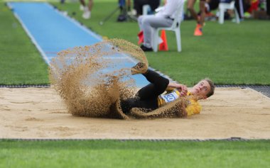 İSTANBUL, TURKEY - 13 Eylül 2020: Balkan U20 Atletizm Şampiyonası sırasında tanımlanamayan atlet