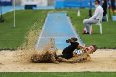 İSTANBUL, TURKEY - 13 Eylül 2020: Balkan U20 Atletizm Şampiyonası sırasında tanımlanamayan atlet