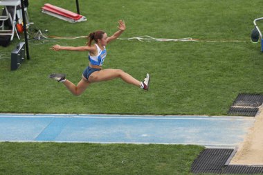 İSTANBUL, TURKEY - 12 Eylül 2020: Balkan U20 Atletizm Şampiyonası sırasında tanımlanamayan atlet