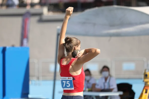 Istanbul Turquía Septiembre 2020 Lanzamiento Indefinido Atleta Durante Campeonato Balcánico —  Fotos de Stock