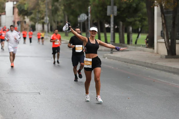 Istanbul Turquía Septiembre 2020 Atletas Corriendo Media Maratón Estambul Casco —  Fotos de Stock