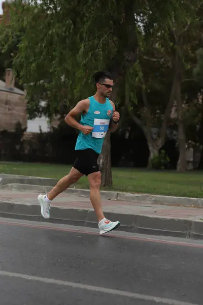 Istanbul Turquia Setembro 2020 Atleta Correndo Meia Maratona Istambul Cidade — Fotografia de Stock