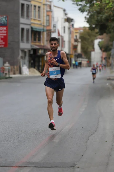 Istanbul Turkey September 2020 Athlete Running Istanbul Half Marathon Old — Stock Photo, Image