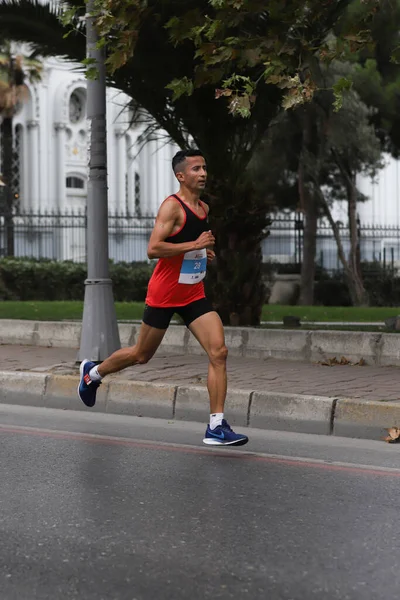 Istanbul Turquía Septiembre 2020 Atleta Corriendo Media Maratón Estambul Casco — Foto de Stock