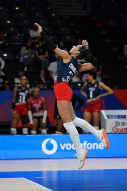 ISTANBUL, TURKIYE - 22 Haziran 2025: Samaret Caraballo Güney Kore - Dominik Cumhuriyeti VNL Havuz Maçı sırasında Sinan Erdem Kubbesi 'nde görev yaptı