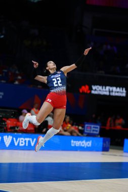 ISTANBUL, TURKIYE - 22 Haziran 2025: Samaret Caraballo Güney Kore - Dominik Cumhuriyeti VNL Havuz Maçı sırasında Sinan Erdem Kubbesi 'nde görev yaptı