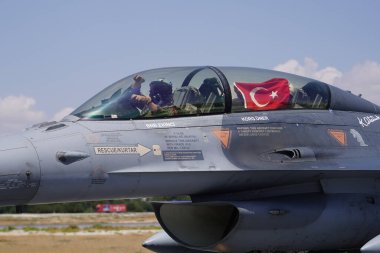 KONYA, TURKIYE - JULY 02, 2025: Turkish Air Force General Dynamics F-16D Fighting Falcon (4S-10) displayed at Konya Airport during Anatolian Eagle Air Force Exercise