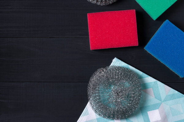 Cleaning sponges wire brush and cloth