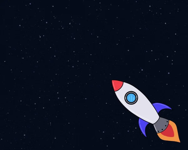 Rakete Mit Strahlflammen Weltraum Illustration — Stockfoto