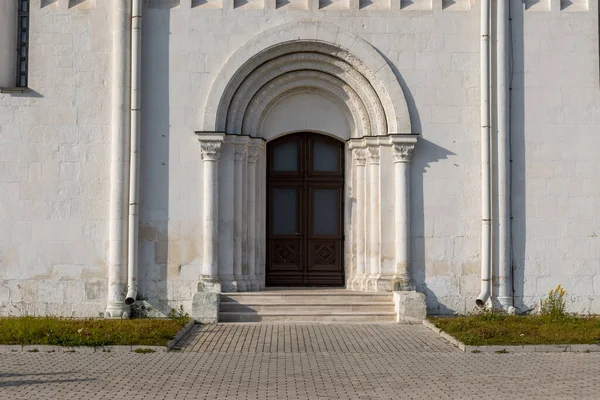 Russian orthodox ancient church entrance door closeup