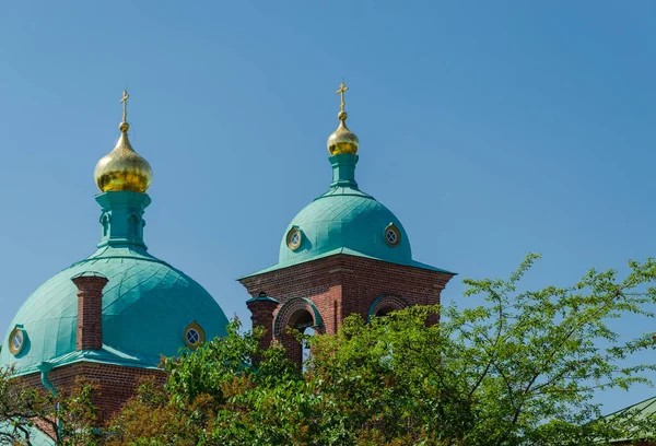 Beautiful Domes Orthodox Church Blue Sky Resurrection Skete Valaam Monastery — Stock Photo, Image