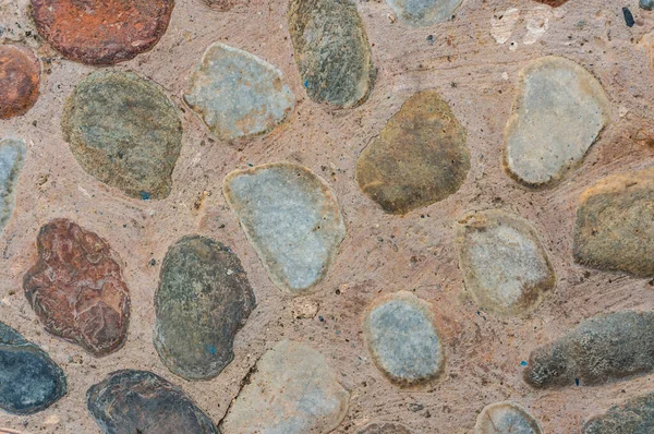 Road Lined Natural Stones Various Sizes Colors Vintage Stone Background — Stock Photo, Image