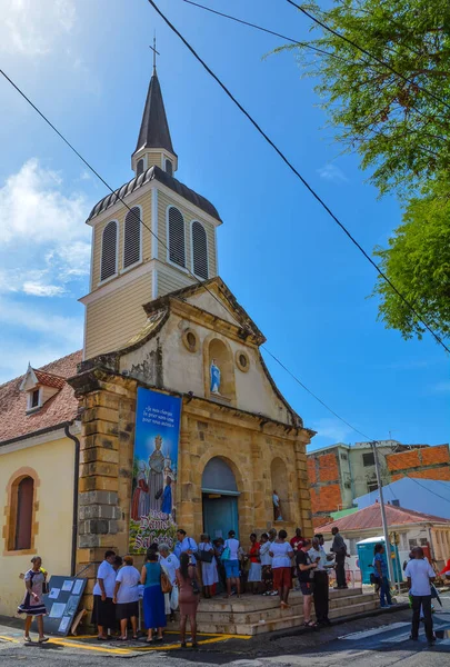 Sainte Anne Martinique Septembre 2018 Une Foule Paroissiens Porte Église — Photo
