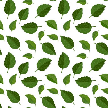 Güzel sorunsuz çiçek desenli arka plan. Yeşil yaprakları zemin. Gerçekçi vektör tekrarlanabilir tasarım ebegümeci yaprakları.