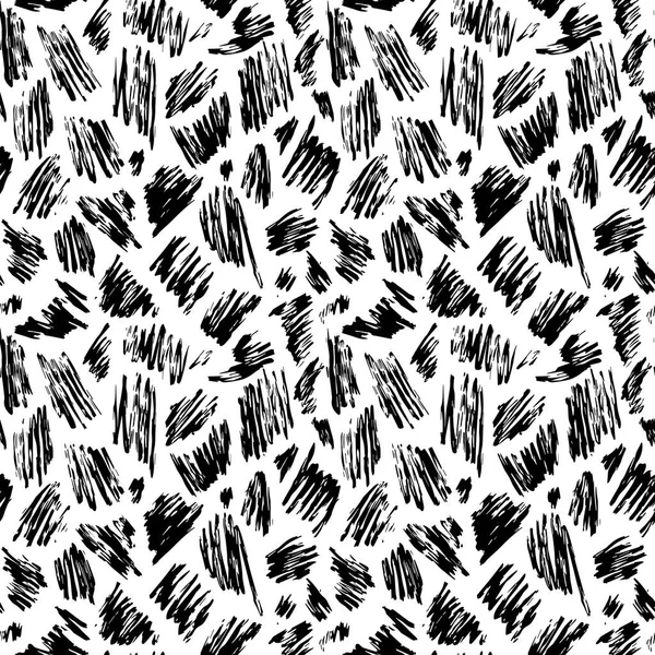 Abstract geometric seamless hand drawn pattern. Modern grunge texture. Monochrome brush painted background. — Stock Vector