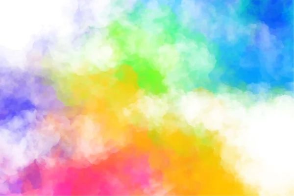 Vektör renkli arka plan ile renkli bulutlar, duman, çok renkli toz, boya. Çok renkli konsept illüstrasyon Holi boya tozu gerçekçi bulutlar ile. — Stok Vektör