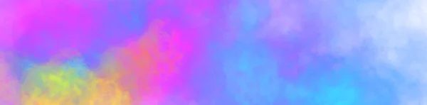 Vektor horizontales Banner. abstrakter Webhintergrund mit bunten Wolken, Rauch, buntem Staub, Farbe. mehrfarbige Konzeptillustration mit realistischen Wolken aus Holi-Farbpulver. — Stockvektor