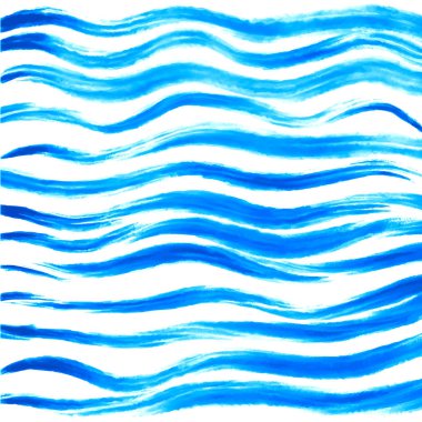 Elle çizilmiş çizgili desen. Mavi yatay dalgalı fırça darbeleri doku.