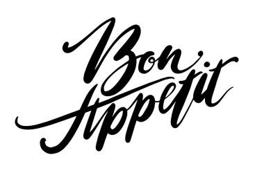 El vektör yazı çekilmiş. Bon olsun sözleri eller tarafından. Vektör illüstrasyon izole. El ile yazılmış modern hat.