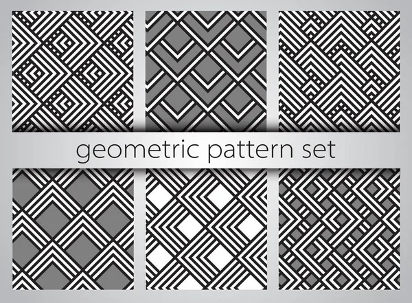 Nahtlose geometrische Muster gesetzt. geometrische einfache Drucke. Vektor, der Texturen mit Dreiecken wiederholt. — Stockvektor