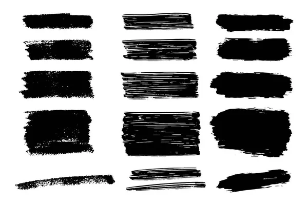 Vector set of hand drawn brush strokes and stains. One color monochrome artistic hand drawn backgrounds. — Stock Vector