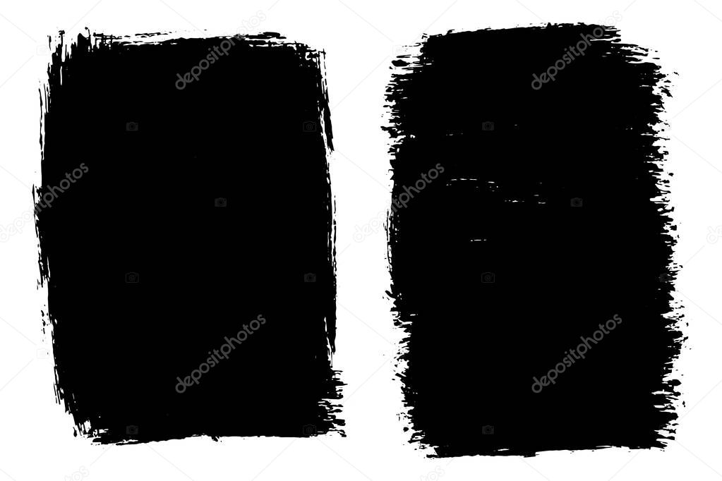 Vector set of hand drawn brush strokes, stains. One color monochrome artistic hand drawn backgrounds.