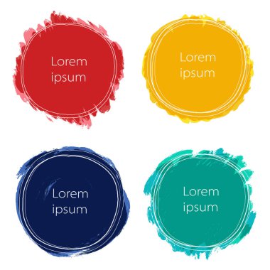 Vektör daire set. Dört çeşitli vuruş için zemin daire şeklinde. Elle çizilmiş noktalar koleksiyonu.