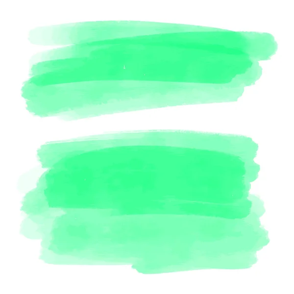 Akvarelový štětec ručně kreslenou vektorové skvrny. Barevné malované tahy. Umělecké kulisy zelené barvy. Vytvoří efekt vodových barev kartáčovaný pozadí. — Stockový vektor