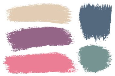 Vektör elle çizilmiş fırça darbeleri ve lekeler için arka planında çeşitli geometrik şekiller kümesi. Renkli sanatsal elle çizilmiş dikdörtgen arka planlar.