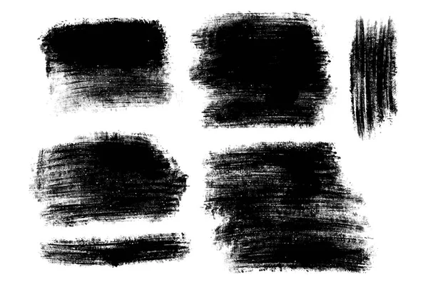 Vector set of hand drawn brush strokes, stains for backdrops. Grayscale design elements set. Artistic rectangular hand drawn backgrounds. Brush stroke collection. — Stock Vector