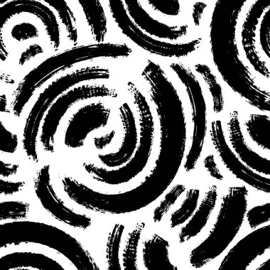 Vektör sorunsuz arka plan. Sanatsal tek renkli tekrarlanabilir model. Daire fırça darbeleri doku el çekilmiş.