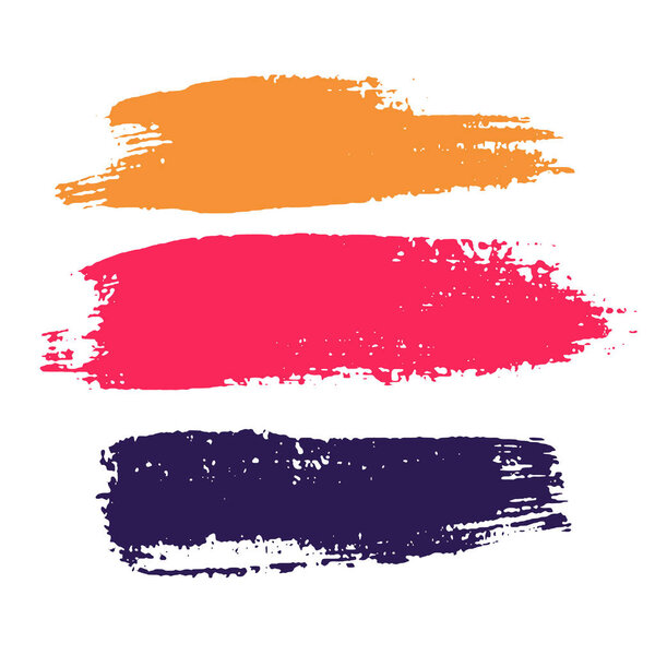 Vector set of hand drawn brush strokese for backdrops. Colorful artistic hand drawn backgrounds. Hand drawn list, elements for design.