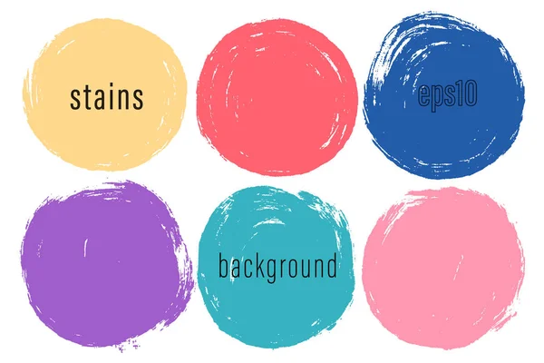 Vector set of hand painted circles for backdrops. Colorful artistic hand drawn backgrounds. Hand drawn stains round shape set. — Stock Vector