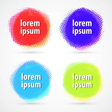 Daire yarım ton Etiketler kümesi. Yuvarlak basit banner şablon. Tasarım öğeleri.