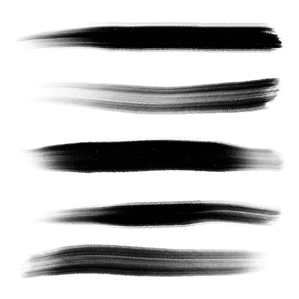 Vector set hand getrokken penseelstreken en vlekken. Kleur zwart-wit artistieke enerzijds getrokken achtergronden. Horizontale greyscale lijnen als ontwerpelementen. — Stockvector