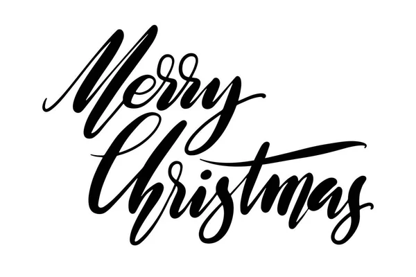 Feliz Navidad frase aislada sobre fondo blanco. Caligrafía creativa dibujada a mano y letras de lápiz de pincel, diseño para tarjetas de felicitación e invitaciones navideñas . — Vector de stock