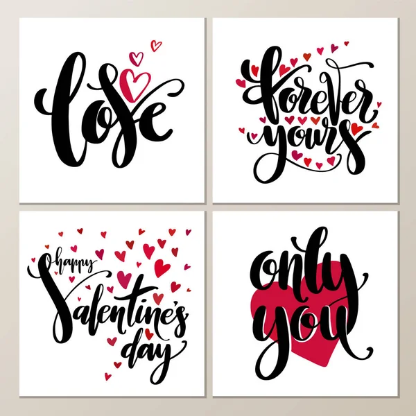 Valentijnsdag creatieve artistieke hand getrokken kaarten instellen. Vectorillustratie. Huwelijk, liefde, romantische sjabloon. — Stockvector