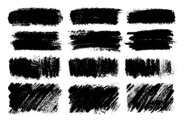 Elle çizilmiş fırça darbeleri, arka planda lekeler. Tek renkli tasarım elementleri ayarlandı. Bir renk monokrom sanatsal el çizimi arkaplan.