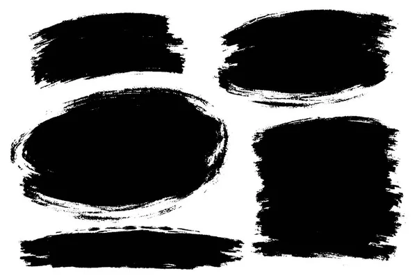 Conjunto vectorial de pinceladas dibujadas a mano, manchas para telones de fondo. Conjunto de elementos de diseño monocromo. Color negro artístico dibujado a mano fondos de varias formas . — Vector de stock