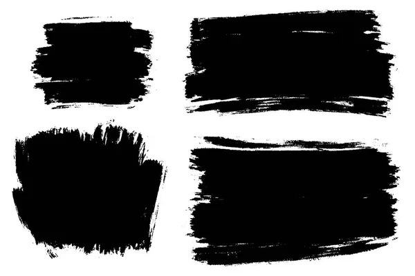 Conjunto vectorial de pinceladas dibujadas a mano, manchas para telones de fondo. Conjunto de elementos de diseño monocromo. Color negro artístico dibujado a mano fondos de varias formas . — Vector de stock